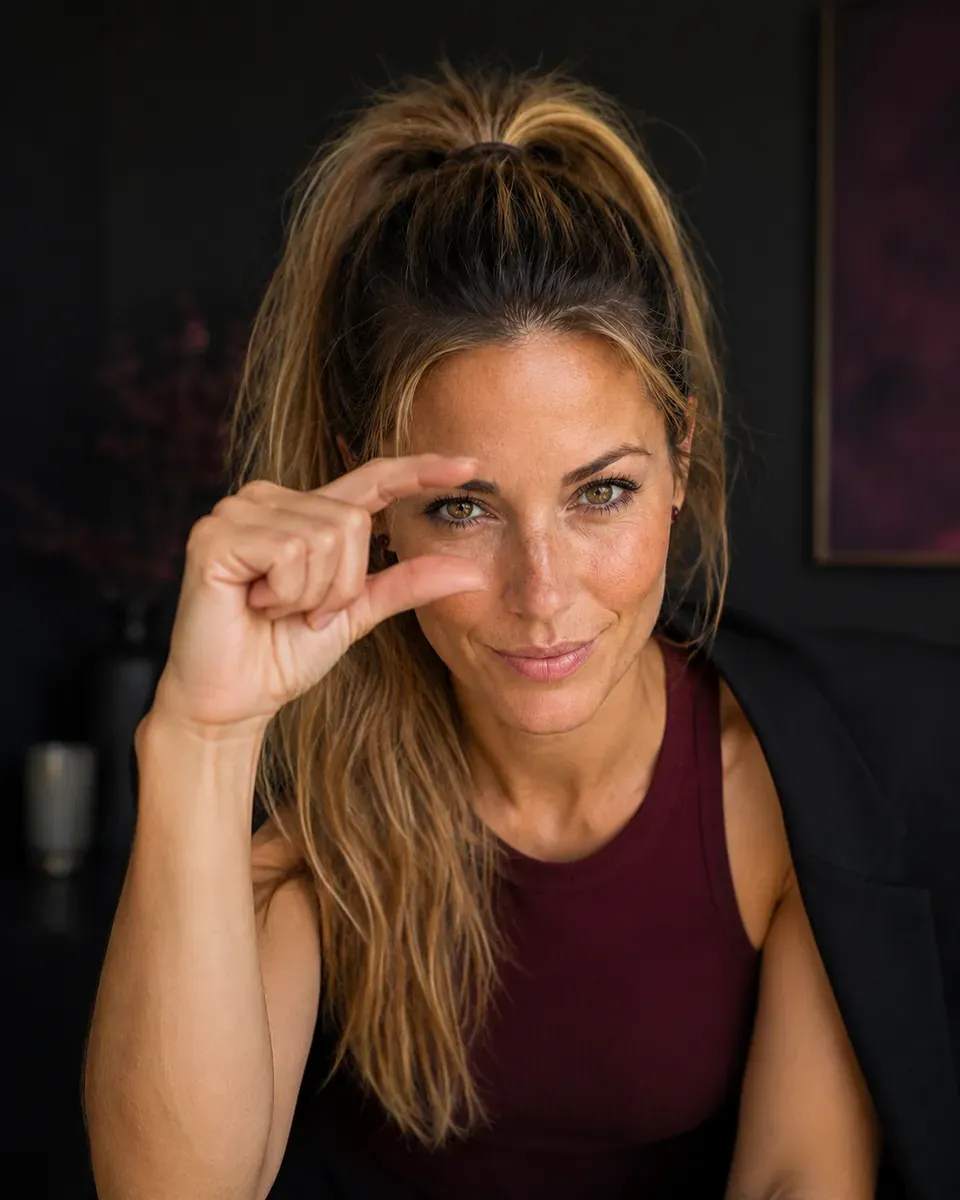 KIARA zeigt mit zwei Fingern „ein kleines bisschen“ (KI-generiertes Bild)